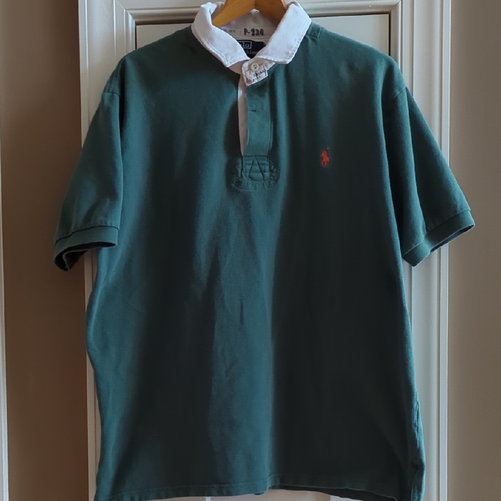 Polo by Ralph Lauren Green Polo Shirt with White Collar
